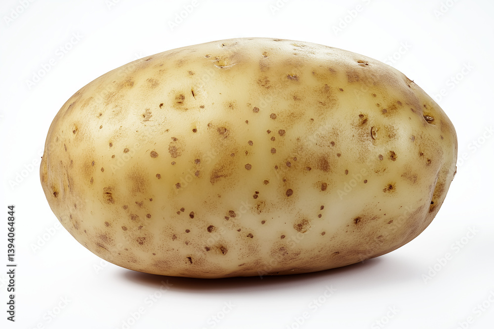 A fresh whole potato, isolated on a white background