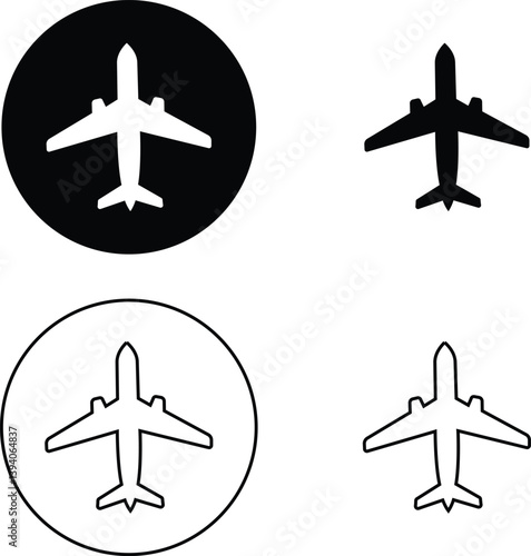 Airplane icon set. Aircrafts flat style stock vector collection isolated on transparent background. Flying plane travel journey symbol. Transportation sign. flight mode icon. Airliner raise minimal.
