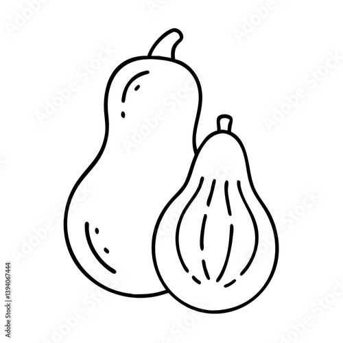 butternut squash icon, butternut squash line art - simple line art of butternut squash, perfect for butternut squash logos and icons