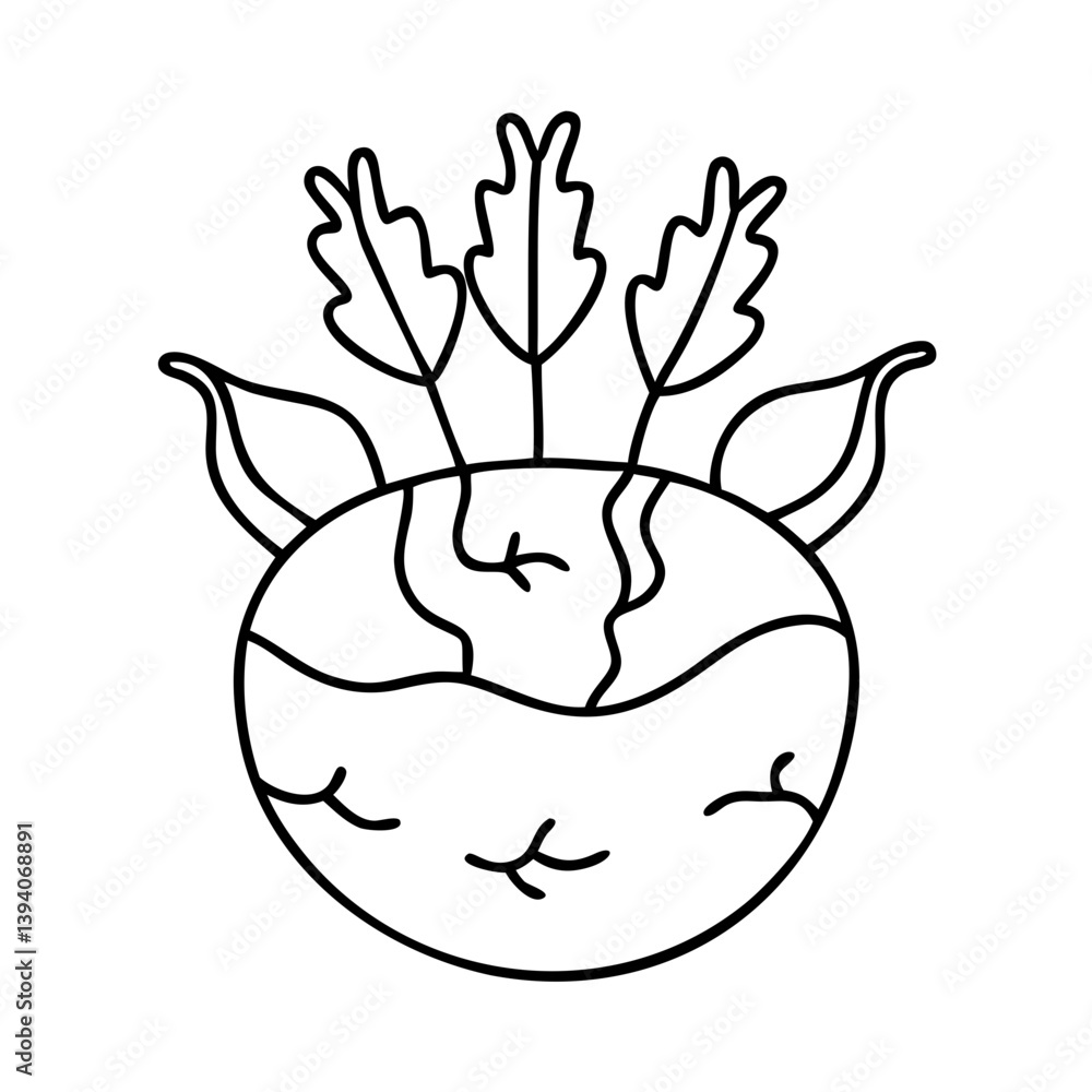 Obraz premium kohlrabi icon, kohlrabi line art - simple line art of kohlrabi, perfect for kohlrabi logos and icons