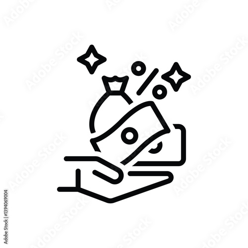 Black line icon for commission