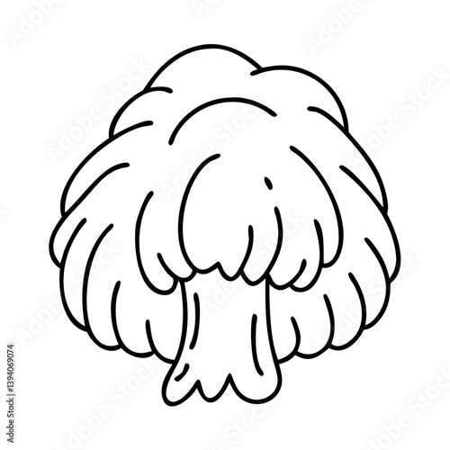 lion s mane mushroom icon, lion s mane mushroom line art - simple line art of lion s mane mushroom, perfect for lion s mane mushroom logos and icons