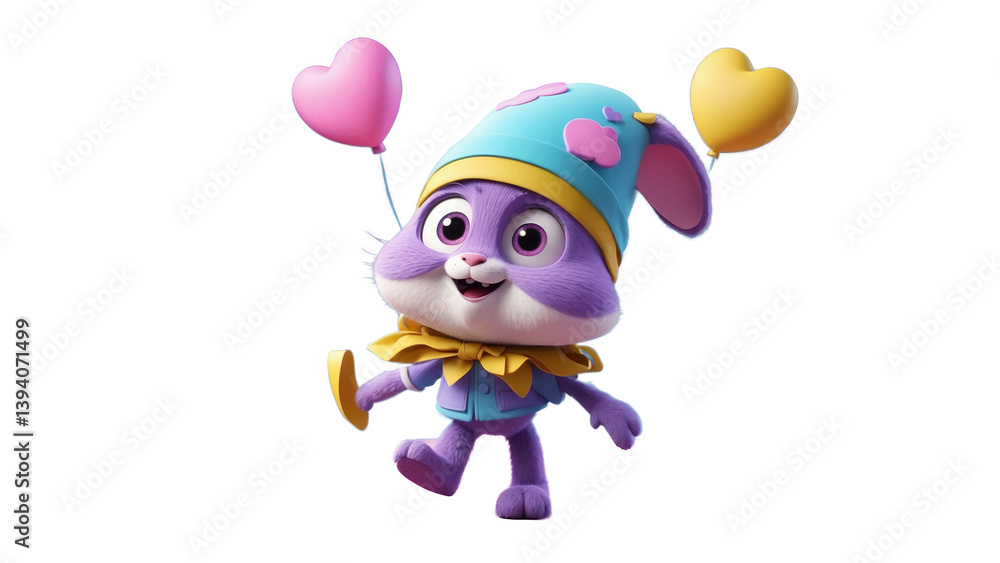 A cute purple bunny surrounded by hearts, ideal for love, Easter, or sweet themes. A cute purple bunny surrounded by hearts, ideal for love, Easter, or sweet themes.