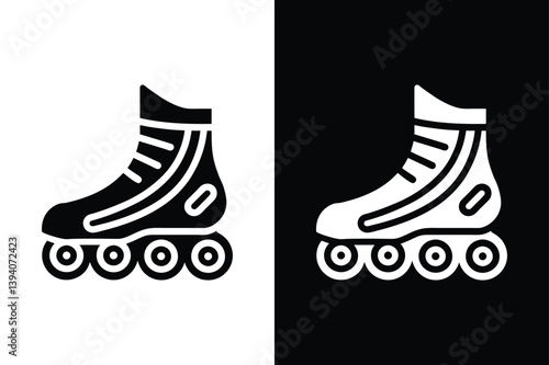 Roller Skates Icon. Flat Vector Silhouette for Skating and Sports Design
