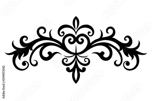 Baroque Swirl Accent ornament on white background