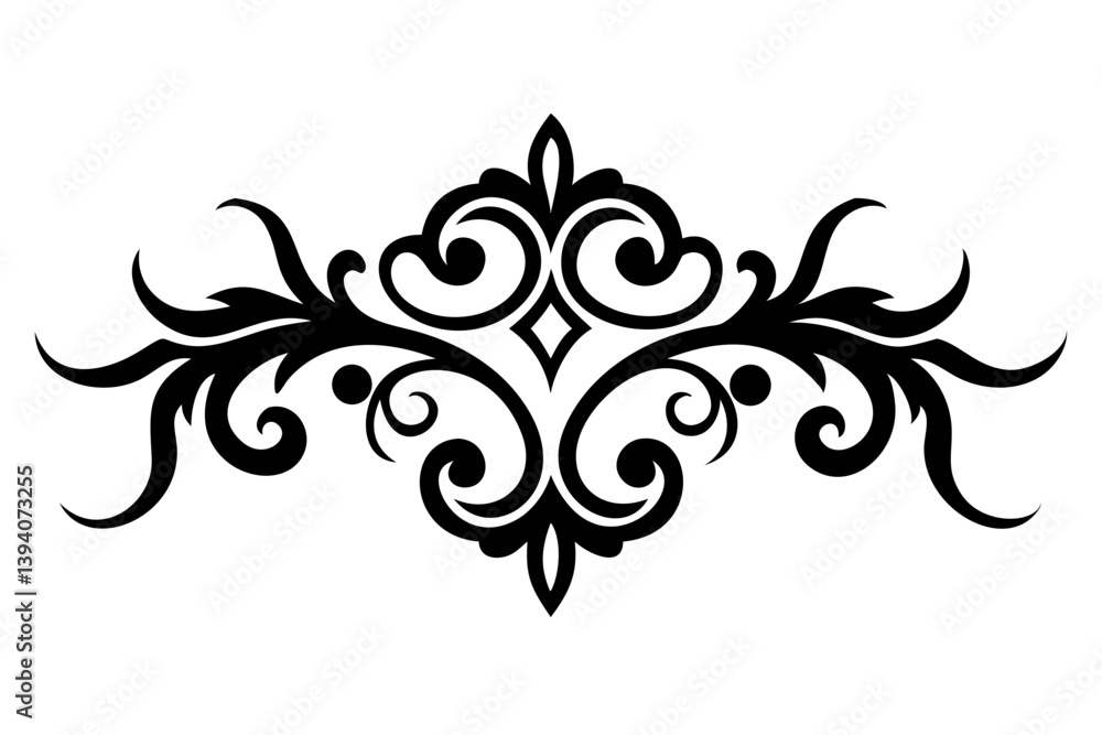 Fototapeta premium Baroque Swirl Accent ornament on white background