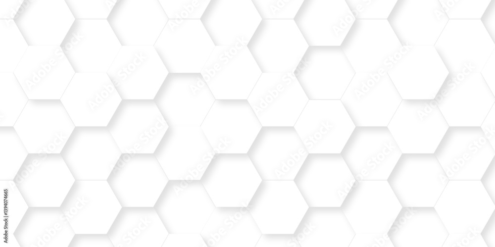Abstract emboss white Hexagonal Background. Luxury White Pattern. Vector Futuristic minimal honeycomb mosaic white background. geometric mesh cell texture. modern futuristic wallpaper.