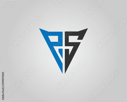 Abstract PS Triangle Letter Logo Design Minimalist Modern Vector Template.