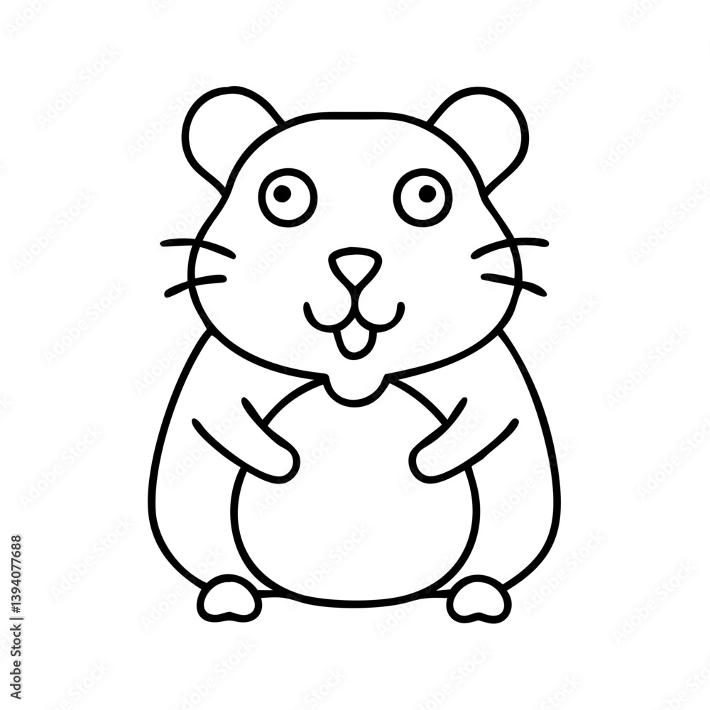 Fototapeta premium hamster icon, hamster line art - simple line art of hamster, perfect for hamster logos and icons