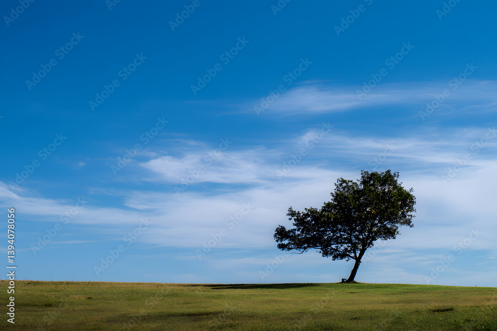 Solitary tree on a hill with clear skies and peaceful rural landscape. Solitary tree on a hill with clear skies and peaceful rural landscape.
