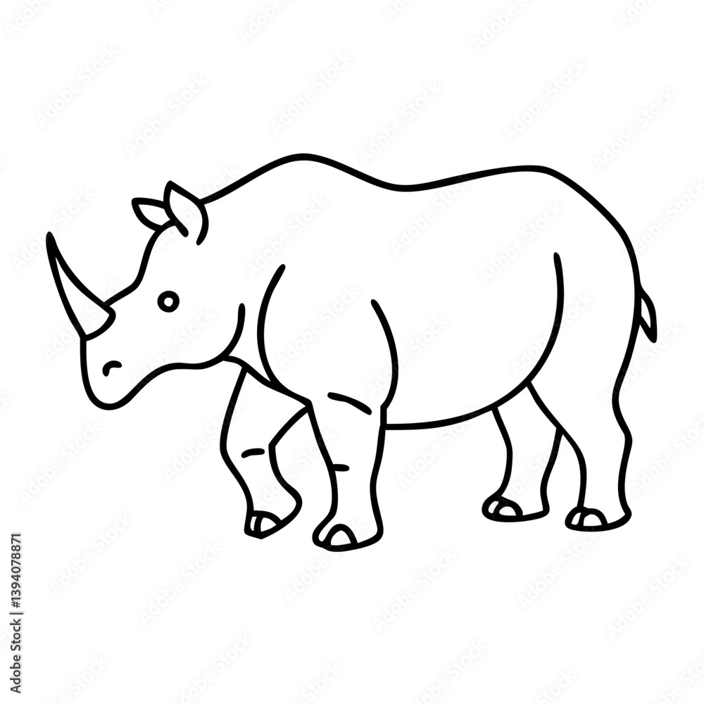 Fototapeta premium rhino icon, rhino line art - simple line art of rhino, perfect for rhino logos and icons