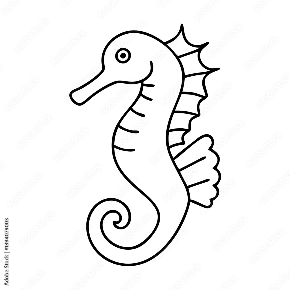 Fototapeta premium seahorse icon, seahorse line art - simple line art of seahorse, perfect for seahorse logos and icons