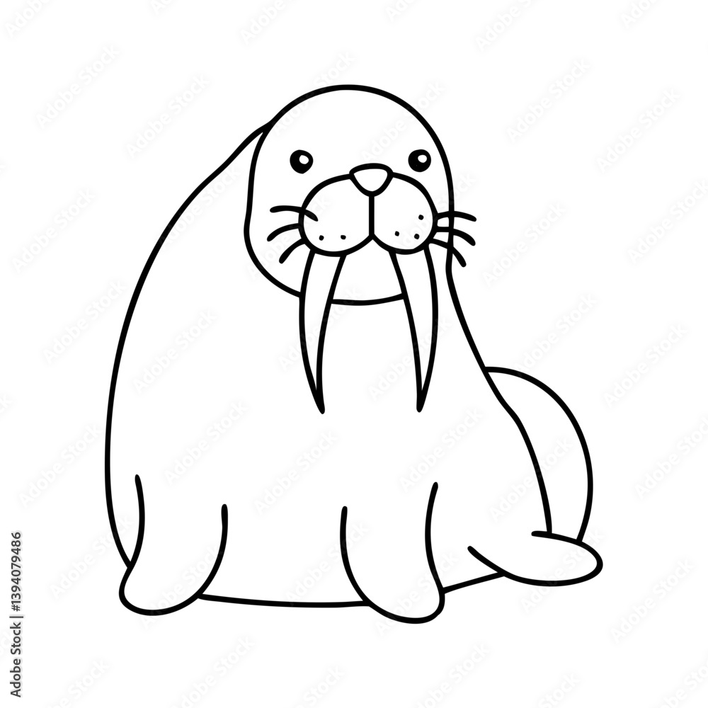 Obraz premium walrus icon, walrus line art - simple line art of walrus, perfect for walrus logos and icons