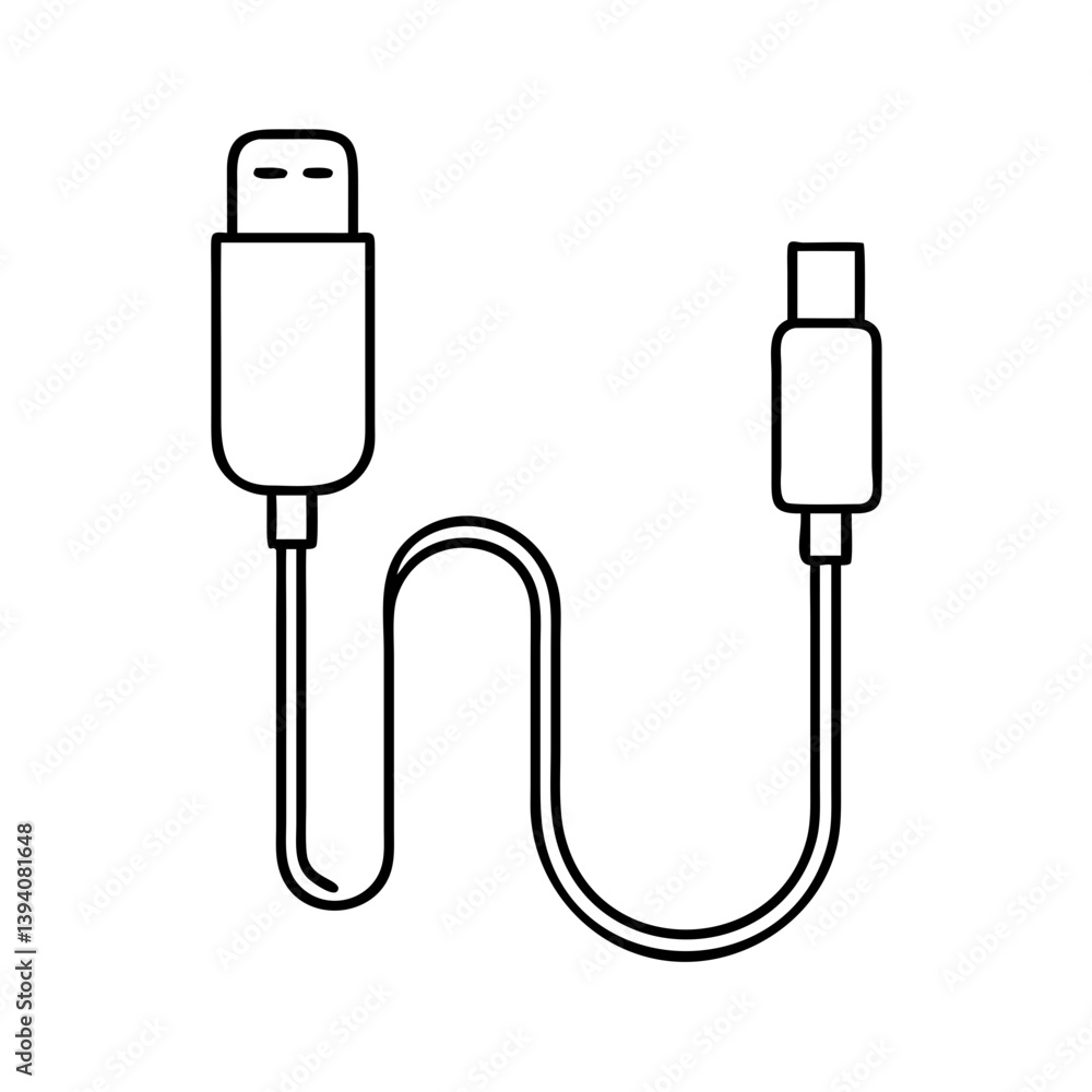 charging cable icon, charging cable line art - simple line art of charging cable, perfect for charging cable logos and icons charging cable icon, charging cable line art - simple line art of charging cable, perfect for charging cable logos and icons