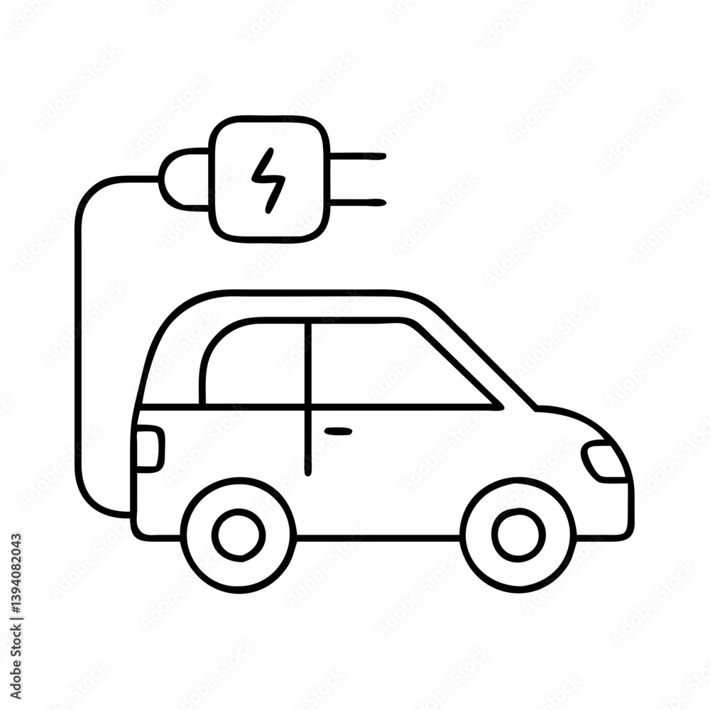Obraz premium electric car icon, electric car line art - simple line art of electric car, perfect for electric car logos and icons
