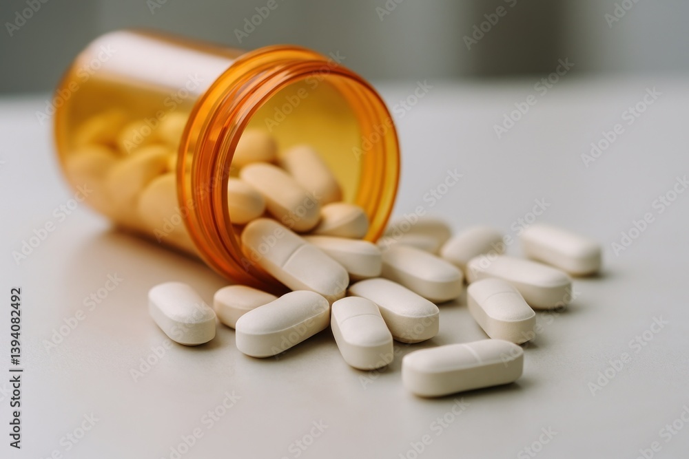 Pills spilled from bottle Pills spilled from bottle