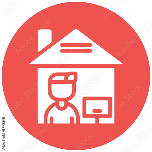 Man Working at Home Icon