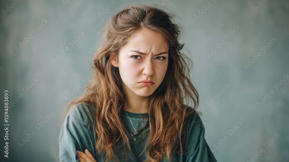 怒り・反抗・主張をテーマにしたリアル人物写真|若い女性・チェック柄・腕組み・叫ぶ・睨む・ポートレート 怒り・反抗・主張をテーマにしたリアル人物写真|若い女性・チェック柄・腕組み・叫ぶ・睨む・ポートレート