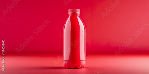 A vivid red bottled beverag...