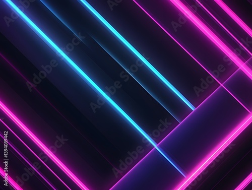 Illuminated neon lines of blue and pink colors on a black background