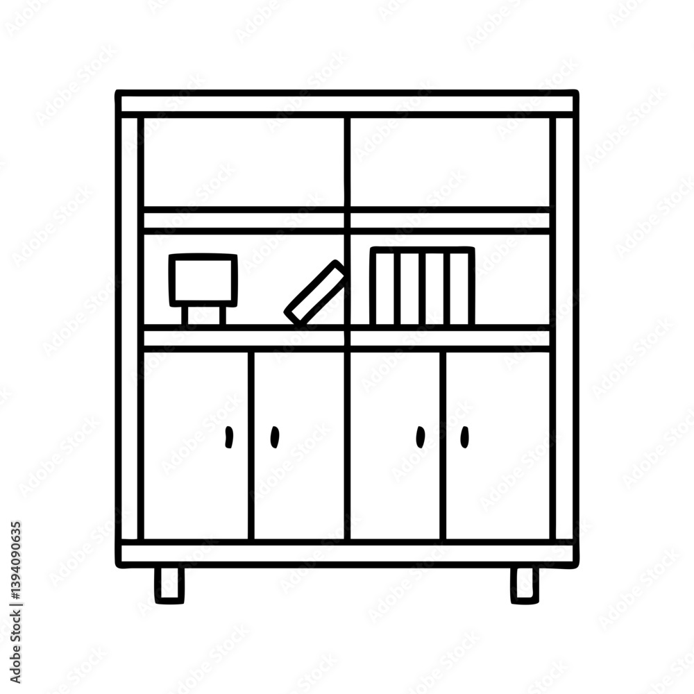 bookshelf with cabinet icon, bookshelf with cabinet line art - simple line art of bookshelf with cabinet, perfect for bookshelf with cabinet logos and icons bookshelf with cabinet icon, bookshelf with cabinet line art - simple line art of bookshelf with cabinet, perfect for bookshelf with cabinet logos and icons