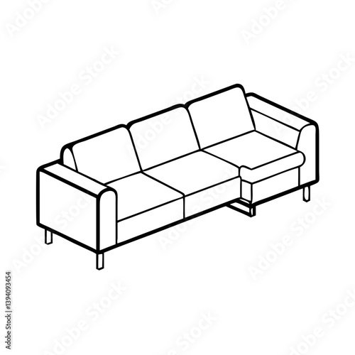 sectional sofa icon, sectional sofa line art - simple line art of sectional sofa, perfect for sectional sofa logos and icons