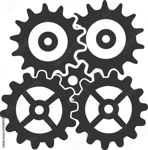 Gray Gears Interlocking on Transparent Backdrop Mechanical, Industry, Connection