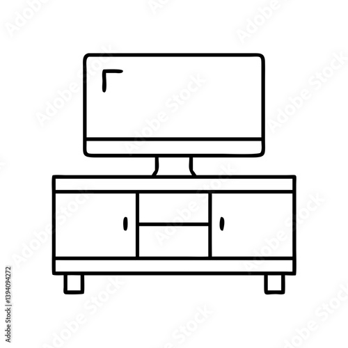 tv stand icon, tv stand line art - simple line art of tv stand, perfect for tv stand logos and icons