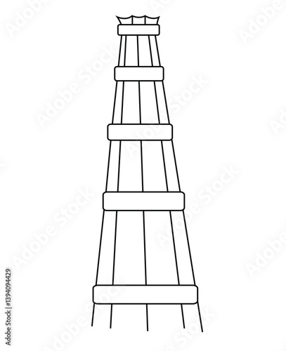 Cute cartoon hand drawn vector tower coloring page.