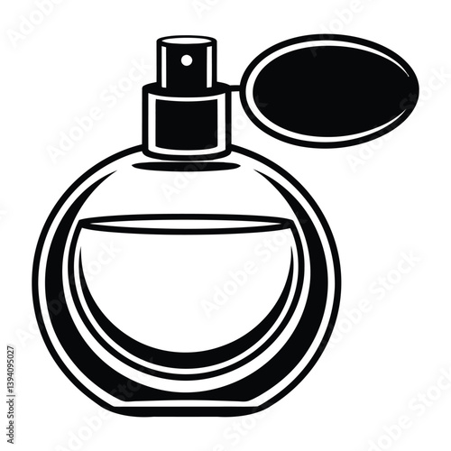Perfume Bottle Line Art, Silhouette, Vector, Icon, Logo, White Background.