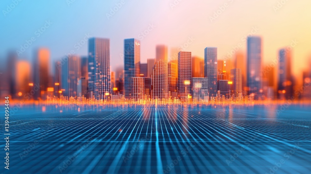 Global Economic Trends concept. Futuristic cityscape of an emerging market metropolis Global Economic Trends concept. Futuristic cityscape of an emerging market metropolis