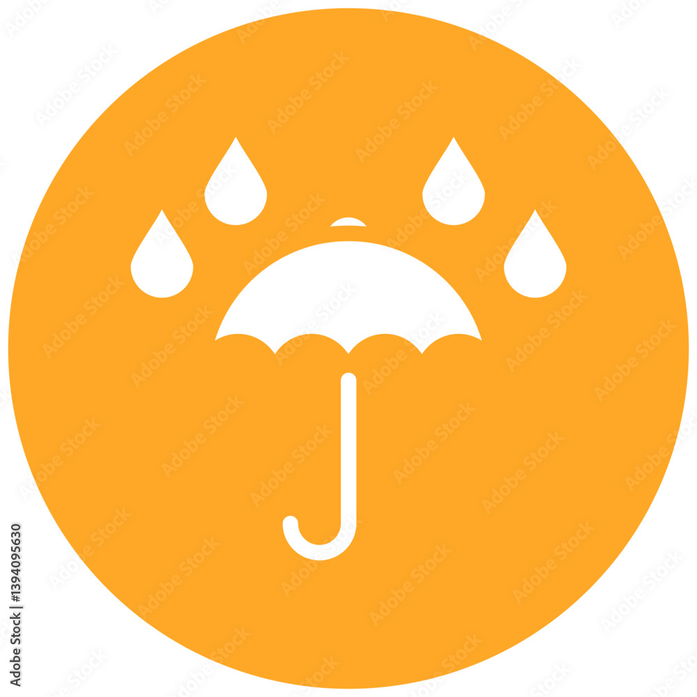 Umbrella with Rain Drops Vector Icon Umbrella with Rain Drops Vector Icon