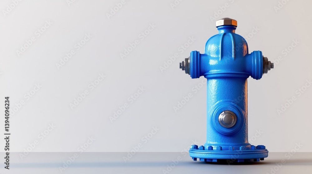 Fototapeta premium 3D rendering of a blue fire hydrant on a white background