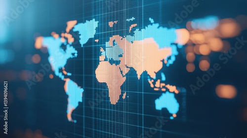 Global Economic Trends concept. Global financial dashboard displaying real time data