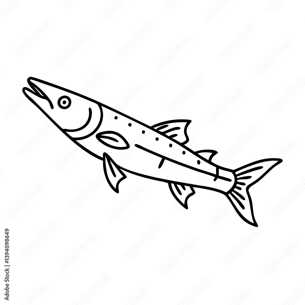 Fototapeta premium barracuda icon, barracuda line art - simple line art of barracuda, perfect for barracuda logos and icons