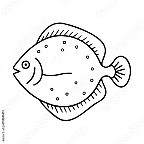 flounder icon, flounder line art - simple line art of flounder, perfect for flounder logos and icons