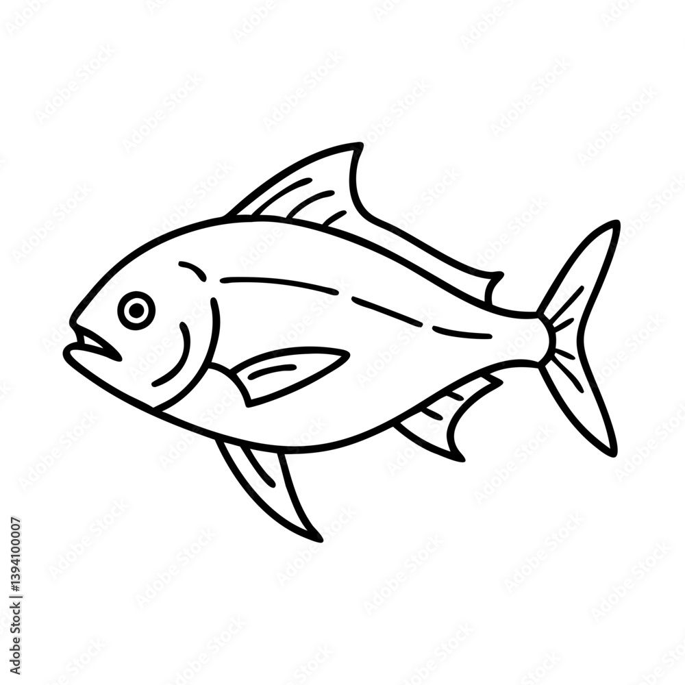 Fototapeta premium jack crevalle icon, jack crevalle line art - simple line art of jack crevalle, perfect for jack crevalle logos and icons