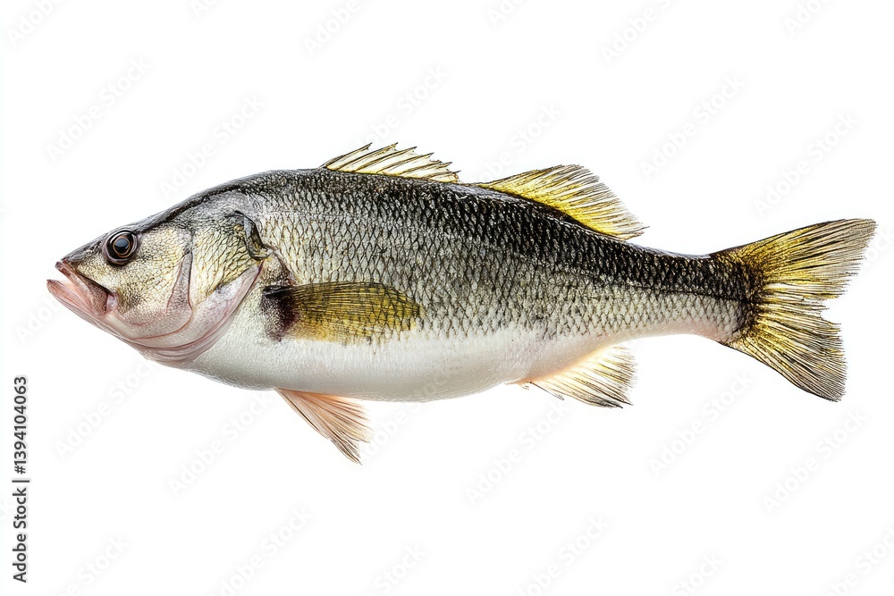A whole speckled fish with light yellow fins. A whole speckled fish with light yellow fins.