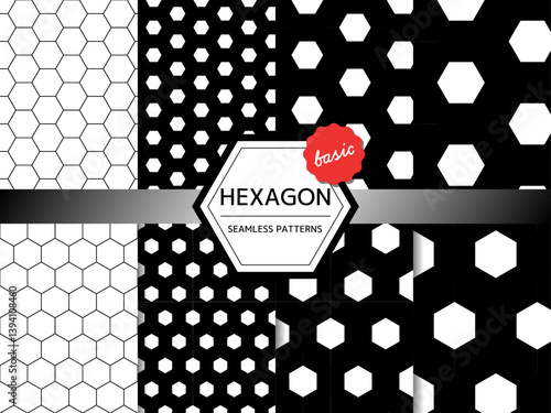 ベーシックなシームレスパターンのセット 六角形