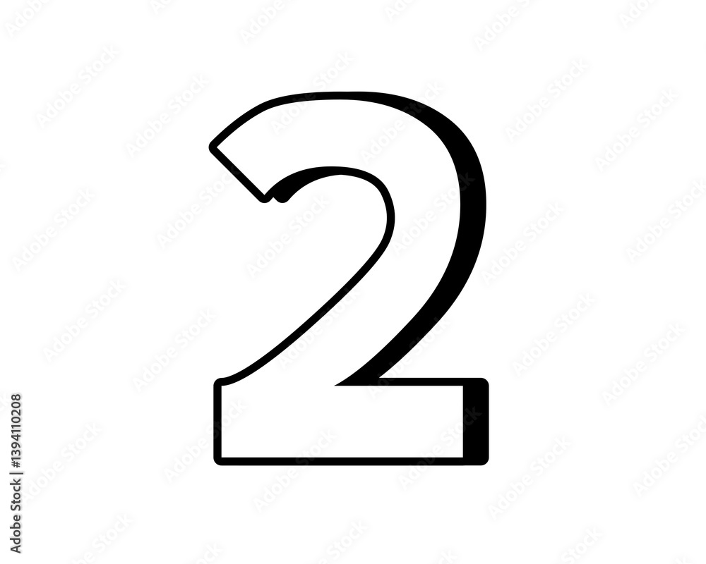 Naklejka premium Number 2 two white color sign symbol on transparent background for design elements