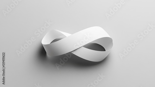 Minimalist Mobius Strip On Gray Background With Soft Shadows Symbolizing Infinity and Continuity