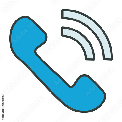 Telephone call service in blue colors isolated icon vector illustration