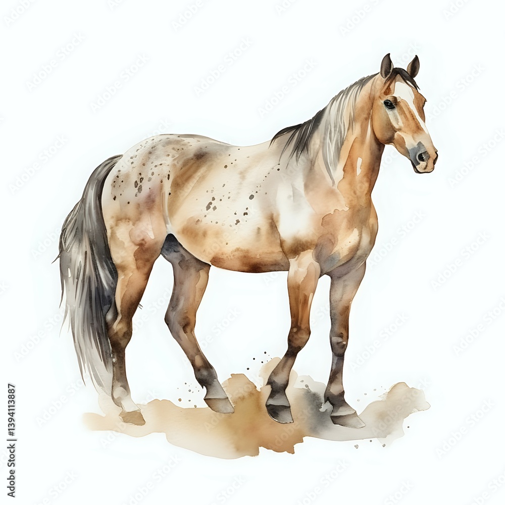 Obraz premium Watercolor horse isolated on white background