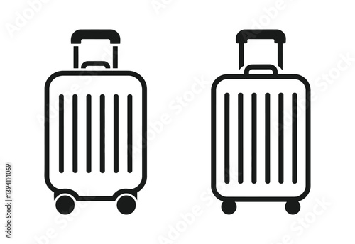 Travel Suitcase Icon Set, Vector Luggage Symbols for Airport and Trip Design