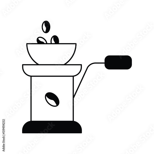 coffee grinder glyph outline icon with white background vector stock illustration