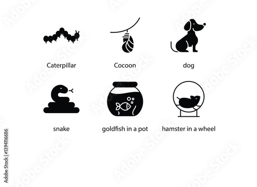 Farm & Pet Animal Icon Set Vector Icon Stock Illustration