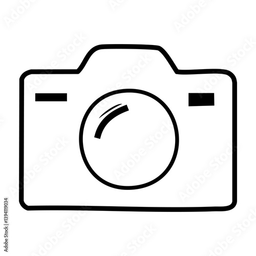 Camera icon on white background. Digital photo capture device outline vector illustration.