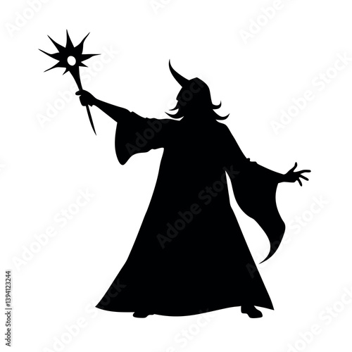 silhouette of a wizard casting spell