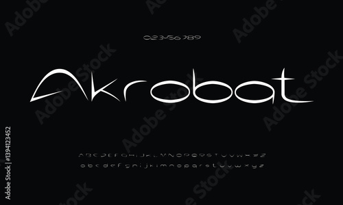 Akrobat vector font alphabet with numbers