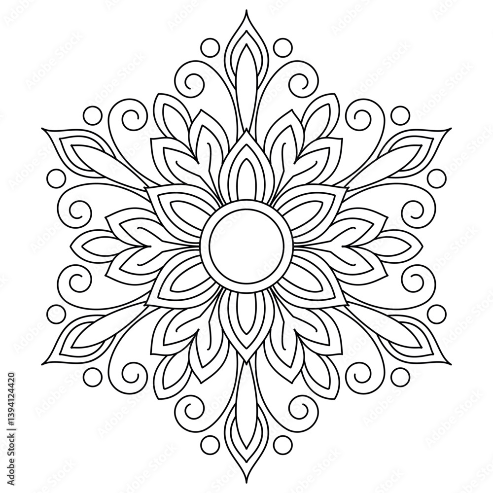 Elegant Ethnic Mandala Coloring Book Page Elegant Ethnic Mandala Coloring Book Page